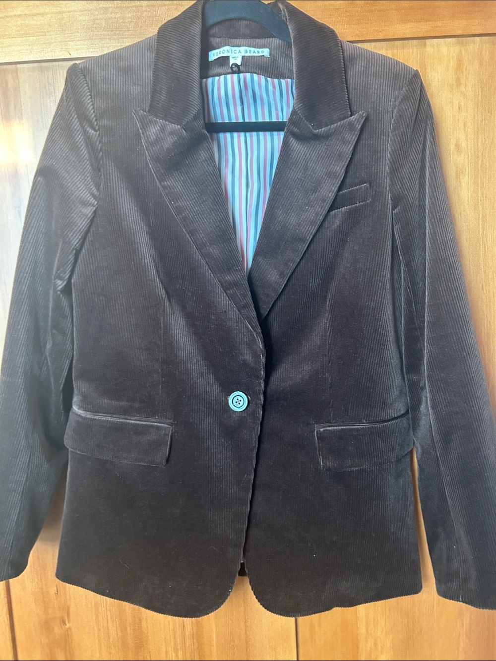 Veronica Beard Chocolate Brown Corduroy Single-Button Blazer (Dicky Jacket)